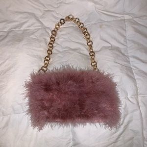 Topshop light pink feather purse